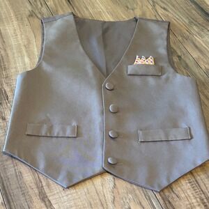 Boys 3T Dress Vest with Pocket Square‎ Brown Wedding Party Outfit